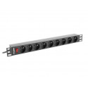 Rack power strip PDU 19 inch 1U 16A 9X 230V PL 3m black