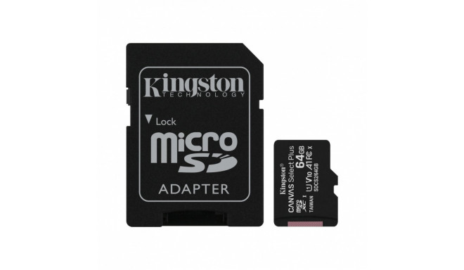 Kingston mälukaart microSDXC 64GB Canvas Select Plus 100MB/s + adapter