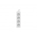 Power strip 1.5m, white, 4 sockets, cable made of solid copper