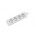 Power strip 1.5m, white, 4 sockets, cable made of solid copper