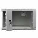 Wall mount cabinet 19 6U 368/600/450mm, glass door, grey (RAL 7035)