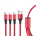 Unitek kaabel USB - USB-C/microUSB/Lightning 1,2m, punane (C4049RD)