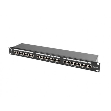 Patch Panel 24 Port 1U Cat.5E black shield