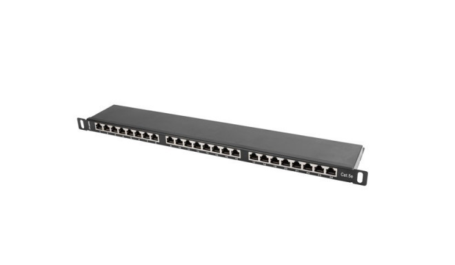 Patch Panel 24 Port 0.5U Kat.5E black shielded