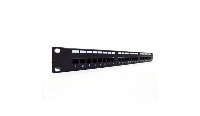 Patch panel 19 "24 ports, CAT6, U / UTP, 1U, cable support, black (complete)