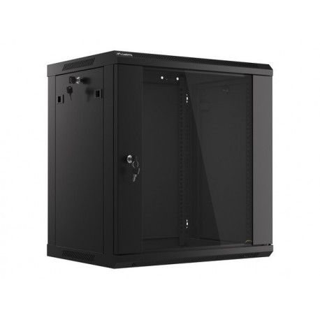 Seinale kinnitatav 19 12U 600X450mm must räkk (klaasuks)