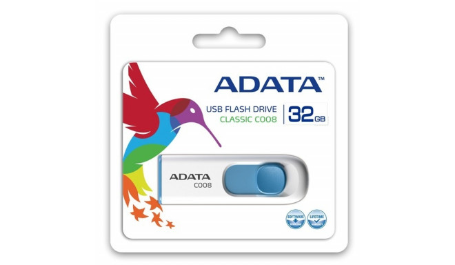 Adata flash drive 32GB C008, white/blue