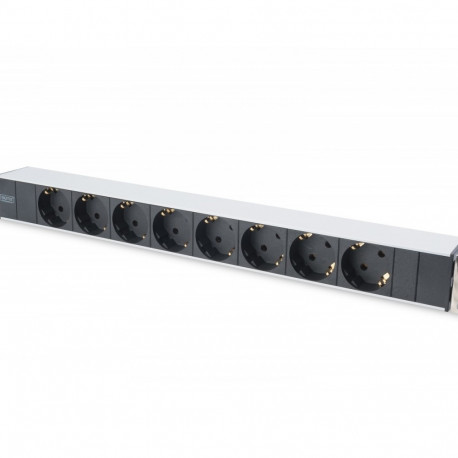 Power strip PDU 19 inches, 1U, 8 sockets, power: 16A, 4000W, aluminum, 2m