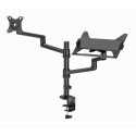 Gembird MA-DA-04 Adjustable desk mount with monitor arm and notebook tray, 17”-32”, up to 8 kg