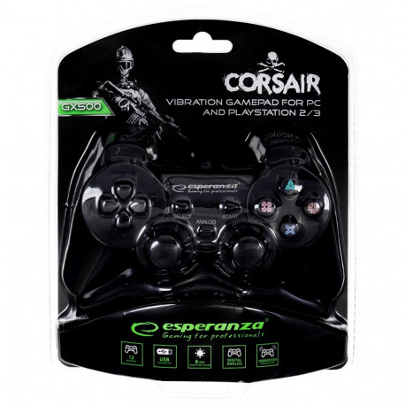 Esperanza EG106 mängupult joystick PC, Playstation 2, Playstation 3 analoog/digitaal USB 2.0 must