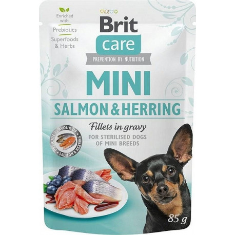 BRIT Care Mini lõhe ja heeringa steriliseeritud märg koeratoit 85 g
