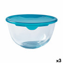 Apaļa Pusdienu Kastīte ar Vāku Pyrex Cook & Store Zils 2 L 22 x 22 x 11 cm Silikona Stikls (3 gb.)