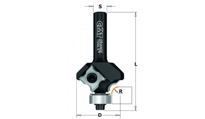 ROUNDOVER BIT W/ INSERT KNIVES HW Z2 S=8 D=12,7 L=57,5 R=2 RH