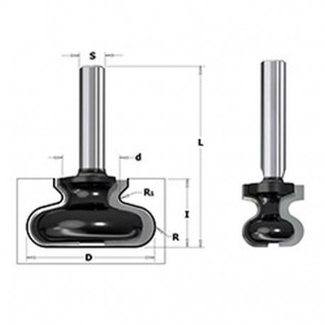 Näpusoone otsfrees KODU Z2 S=8 d=9.52/19.05x19.05x57.2 R=4.8
