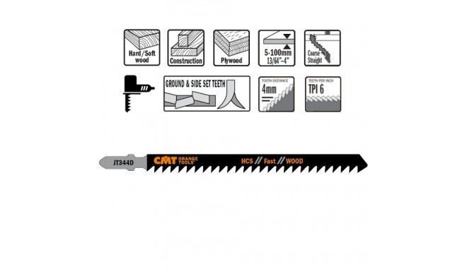 5 JIG SAW BLADES HCS 132x4x6TPI (WOOD/STRAIGHT/COARSE)