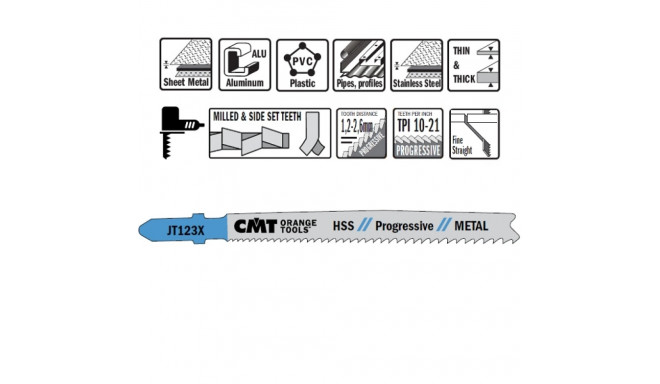 5 JIG SAW BLADES HSS 100x1.2-2.6x21-10TPI(METAL/STRAIGHT/FINE)