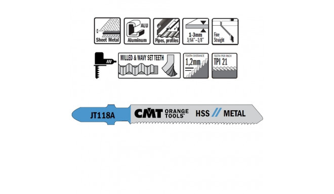 5 JIG SAW BLADES HSS 76x1.2x21TPI (METAL/STRAIGHT/FINE)