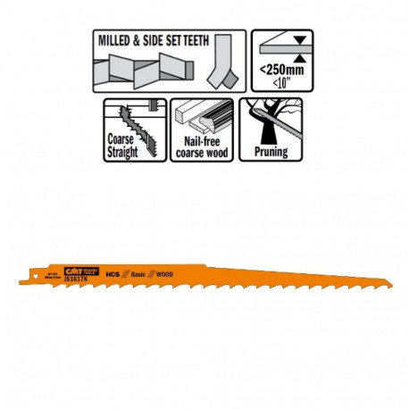 5 SABRE SAW BLADES FOR WOOD (HCS) 300x8,5x3TPI