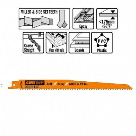 20 SABRE SAW BLADES FOR WOOD/METALS (BIM) 225x4.3x6TPI (SS/MILLED)