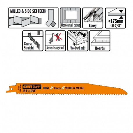 Tiigersae lehed 5 tk, puit/metall (bim) 225x3.2-5x5-8 TPI