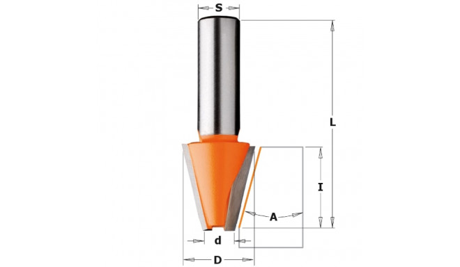 BEVEL CUTTER FOR CORIAN 15° HW S=12 D=9.5/23x25.4