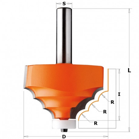 DECORATIVE EDGE BIT FOR CORIAN HM S=12 D=66.7x41.3 R=7.93