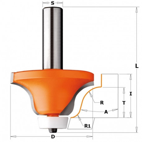 Tehiskivi kraanikausiava pehmenduse otsfrees HM S=12 D=54 a=15° R=12.7-6.35