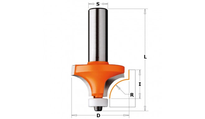 ROUNDOVER BIT FOR CORIAN HW S=12 D=19.05 R=3.2