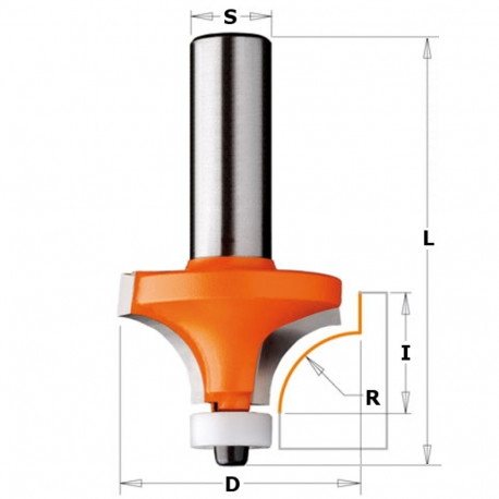 ROUNDOVER BIT FOR CORIAN HW S=12 D=25.4 R=6.35