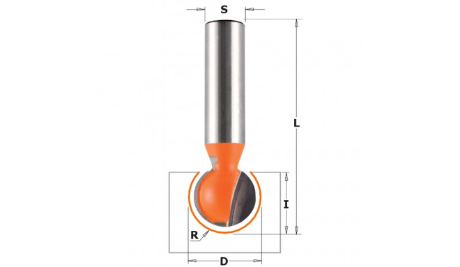 HW BALL END BIT S=8 D=15,8X14X60 R=8