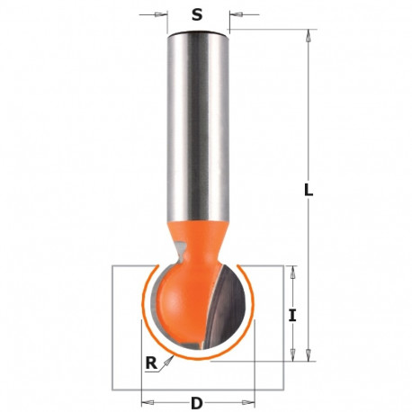 Kuul otsfrees S=8 D=12.7x11x57.2 R=6.35