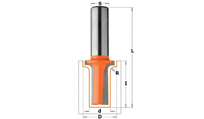 ROUNDOVER ELONGATED PLUNGER ROUTER BIT HW Z2 S=12 D=12,7/22 R=3,2 RH
