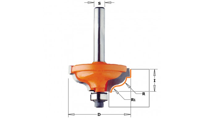 OGEE W/FILLET BIT HW S=12 D=34,2X13