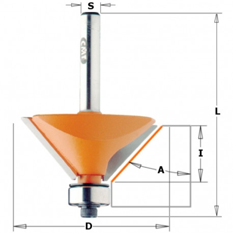 CHAMFER BIT W/BRNG HW S=8 D=45 X18