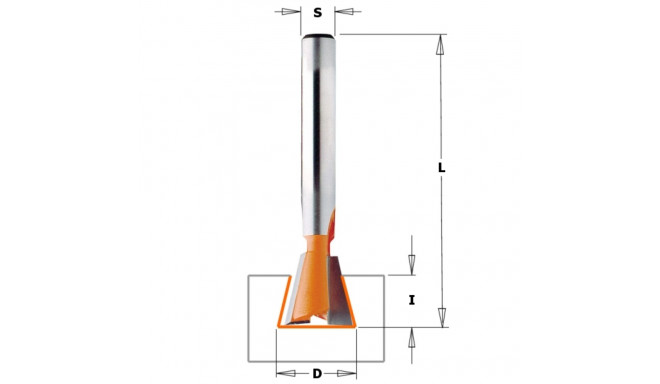 DOVETAIL BIT HW S=8 D=19X22 7 DEG