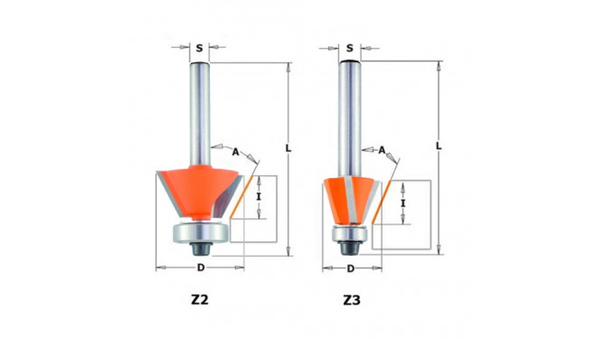 BEVEL TRIM AND CHAMFER BIT S=8 D=27X5,5