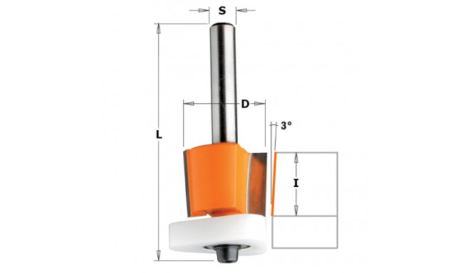 HW FLUSH TRIM BIT W/ TRIANGULAR BEARING S=8 D=12,7X12,7