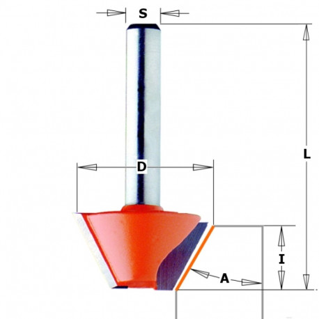 Chamfer bit 30° HM S=8 D=26x12.7