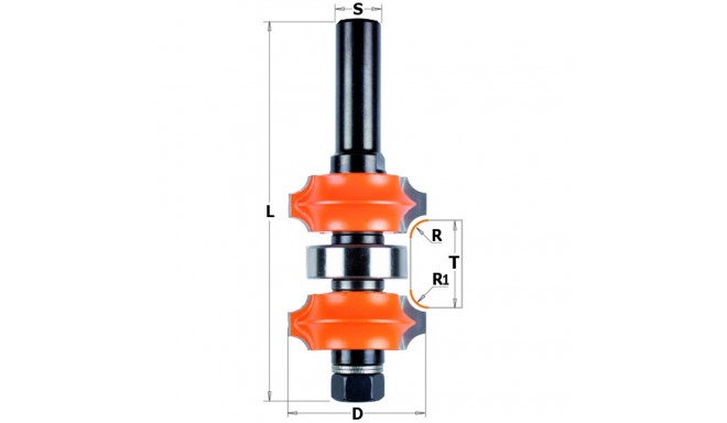 ADJUSTABLE DOUBLE ROUNDOVER BIT HW R2+R3 S=12 D=34X31,75