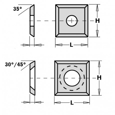 REVERSIBLE KNIFE STD (4/35a) 10.5x10.5x1.5mm F4 HWM-KCR08