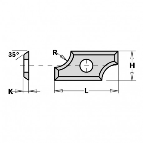 Kõvasulam pöördtera R6.35 24x12x1.5 mm