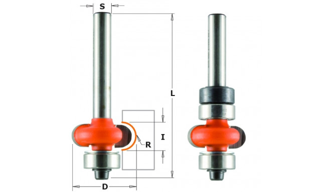 HW EDGE-FLUTING ROUTER BIT Z2 S=6 D=22,7 R=5