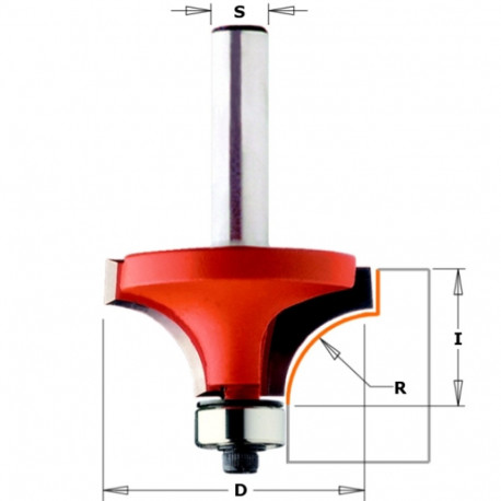 ROUNDOVER BIT W/BRNG HW S=6 D=15,9X12,7