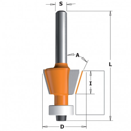 COMBINATIO TRIMMER BIT 15° HW S=6 D=12,7X12,7X57 Z2 RH
