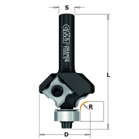 ROUNDOVER BIT W/ INSERT KNIVES HW Z2 S=8 D=12,7 L=57,5 R=3 RH