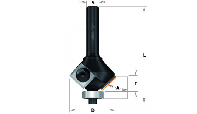 HW CHAMFER ROUTER BIT W/KNIFE Z2 S=6 D=28X10X65 30° RH