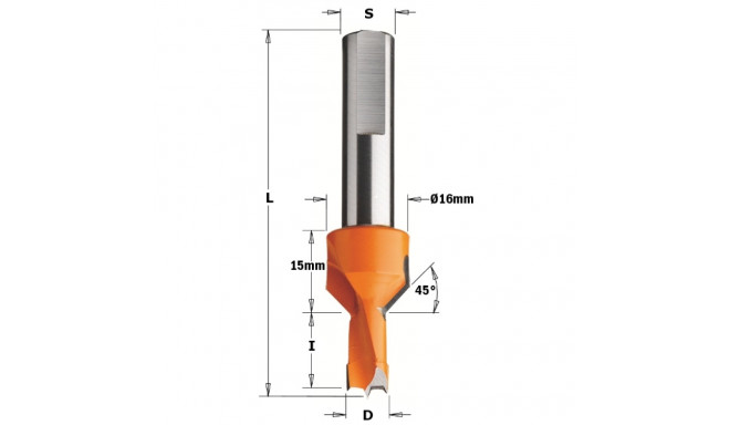 DOWEL DRILL W/C.SINK HW D=10X15X70 S10X25 LH