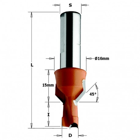 HW DOWEL DRILL W/COUNT.SINK D=10X13X57.5 S=10X27 RH