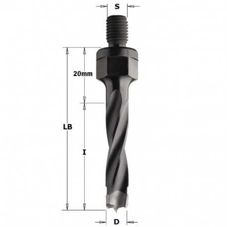 DOWEL DRILL HW D= 8X43X63 S=M10x1.5 LH