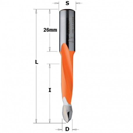 HW DOWEL DRILL FOR THROUGH HOLES S=10X26 D=6X35X70 LH